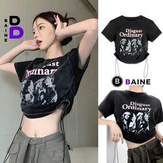 Áo Croptop DISGUST RÚT DÂY Chất Thun Borip Kiểu Sexy Nữ, Áo Thun Ôm Body Đẹp Tôn Dáng BAINE