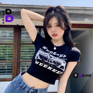 Áo Croptop Nữ WEEKEEP CỔ TRÒN Chất Thun Borip Kiểu Sexy Nữ, Áo Thun Ôm Body Trơn Hoạ Tiết Đẹp Tôn Dáng BAINE