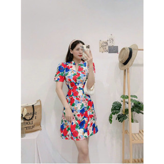 váy cách tân vải gấm hoa