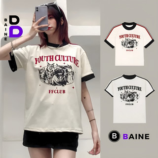 Áo Thun BABY TEE MÈO YOUTH Tay Ngắn Cổ Tròn Viền Dáng Dài Chất Thun Borip Kiểu Basic Nữ, Áo Thun Ôm Body Đẹp BAINE