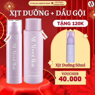 Combo xịt dưỡng + dầu gội all about hair - dưỡng ẩm da đầu, làm sạch dịu nhẹ, bảo vệ và giúp tóc chắc khoẻ
