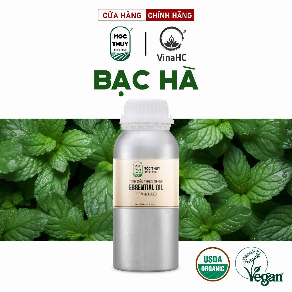 Tinh dầu thiên nhiên nguyên chất Bạc Hà Ấn dung tích 500ml/1L - Peppermint Essential Oil - đạt chuẩn chất lượng
