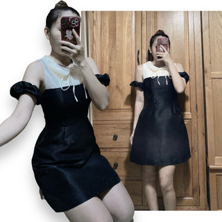 Đầm xoè trễ vai dự tiệc size S eo dưới 65cm ( Quận Tân Phú - Ship hoả tốc hcm )