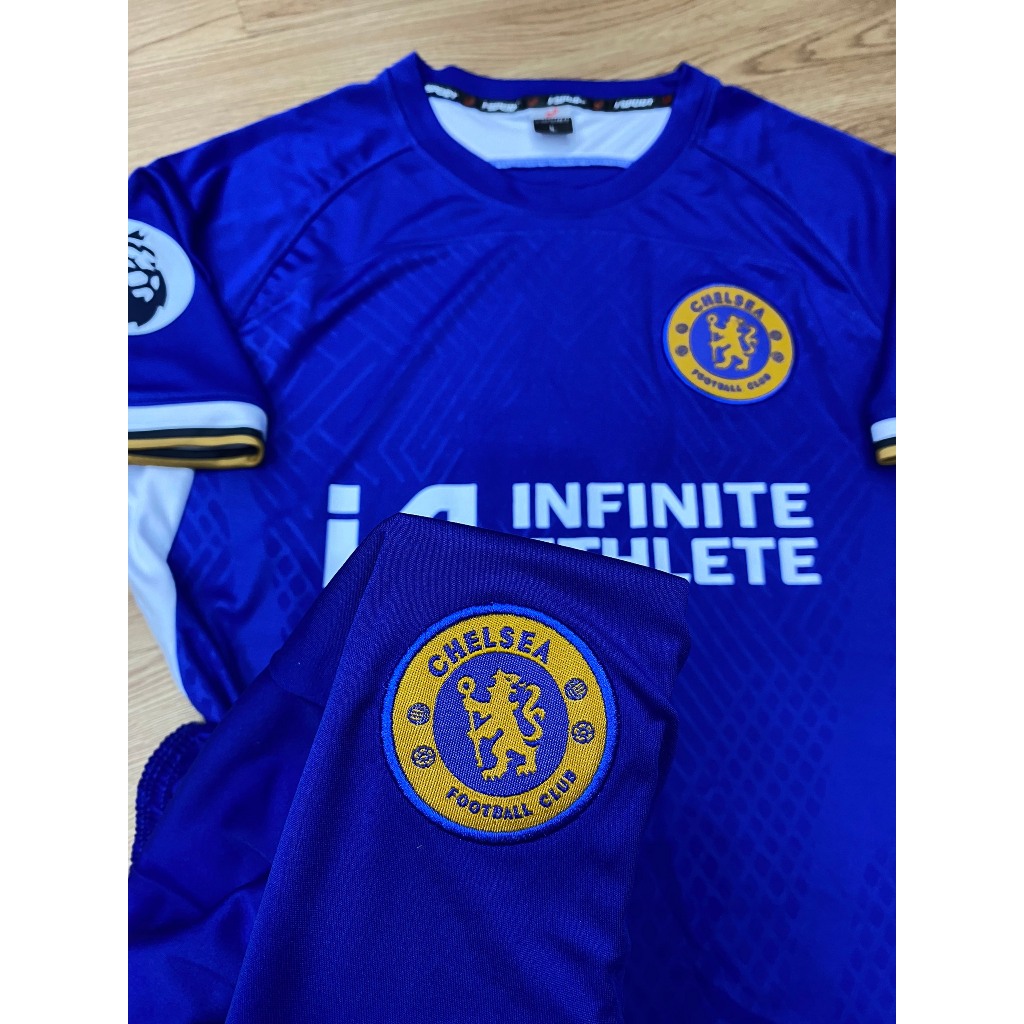 Quần áo bóng đá vải thun lạnh mẫu Cheo Sea xanh in tên số theo yêu cầu