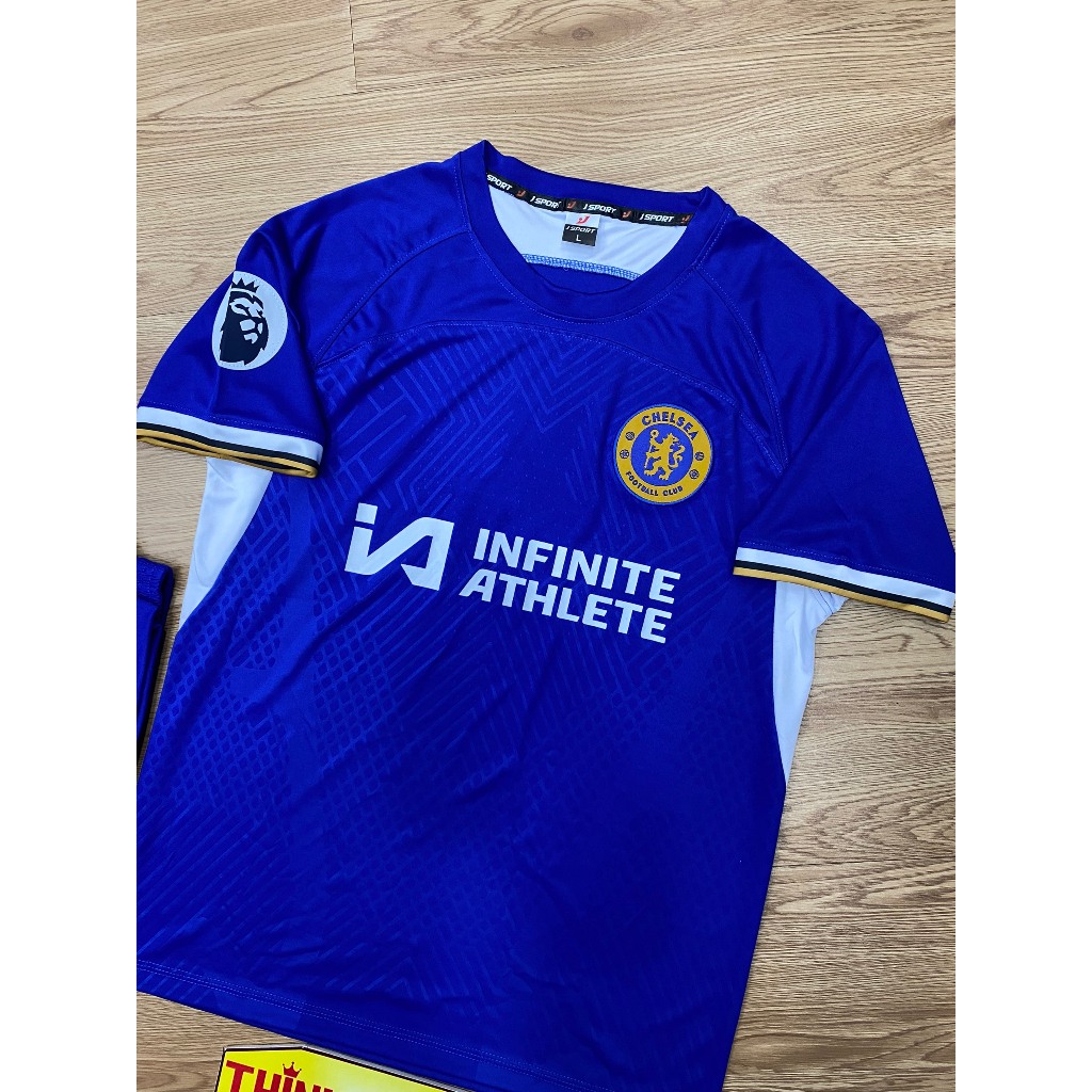 Quần áo bóng đá vải thun lạnh mẫu Cheo Sea xanh in tên số theo yêu cầu