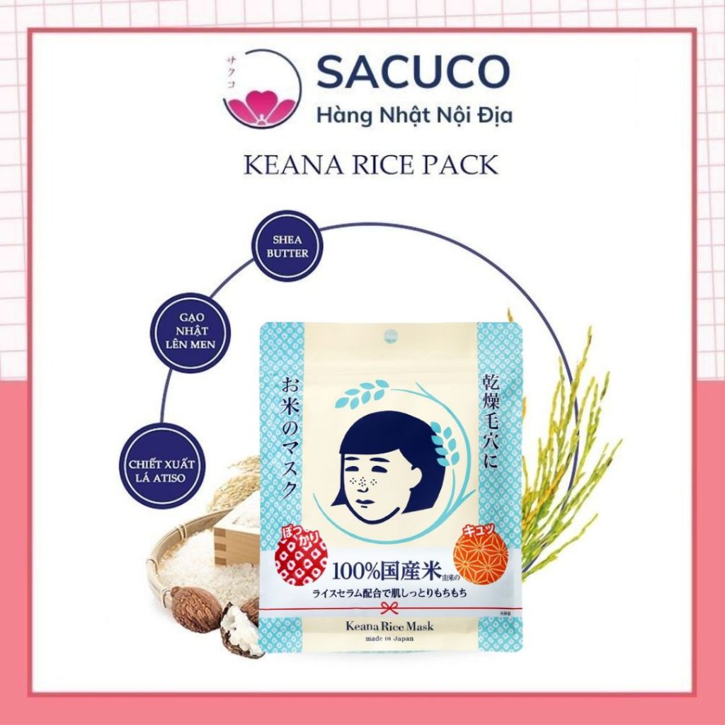 (Gói 10 Miếng) Mặt Nạ Cám Gạo Dạng Đắp Keana Rice Mask