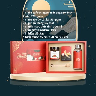 Set quà tặng, hộp quà tặng sâm mật ong saffron và táo đỏ / kỷ tử chính hãng Kingdom Herb