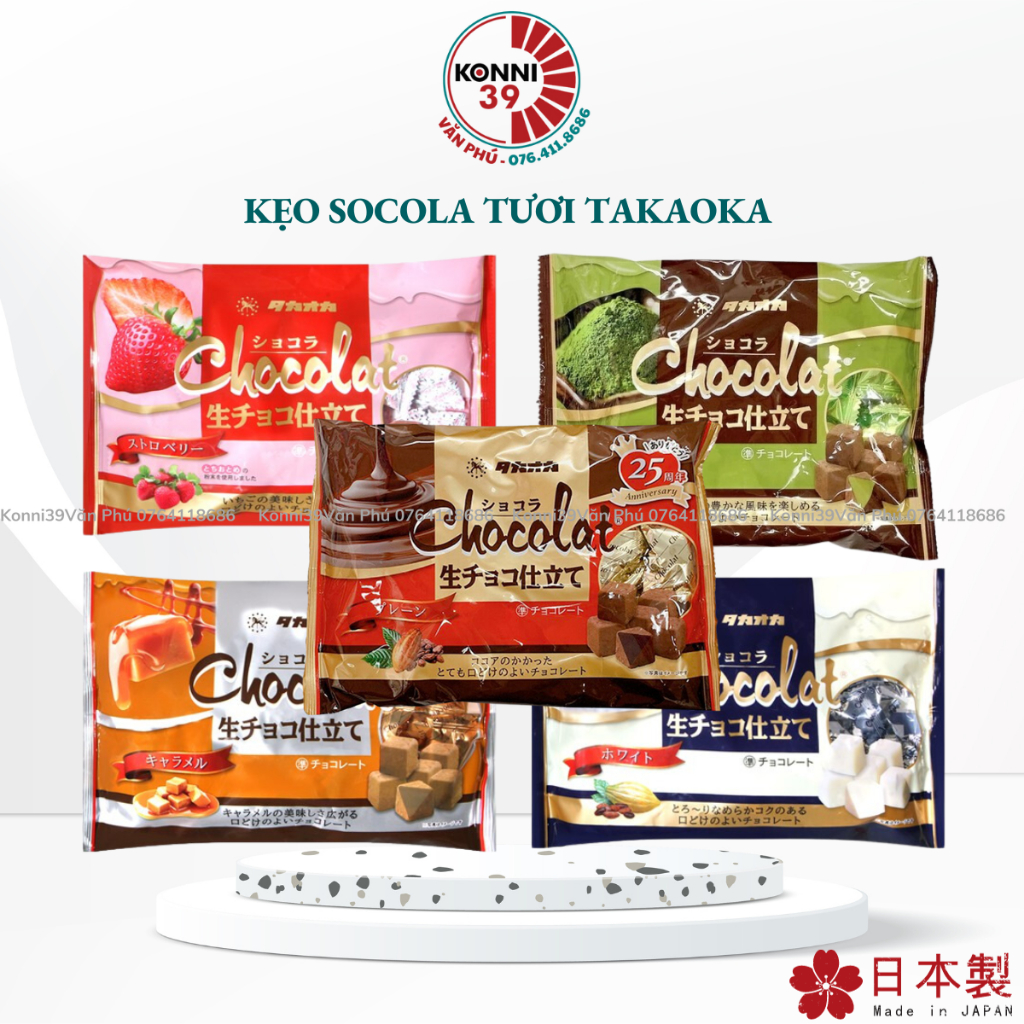 Kẹo socola tươi Takaoka Nhật Bản đủ vị ( Date mới)