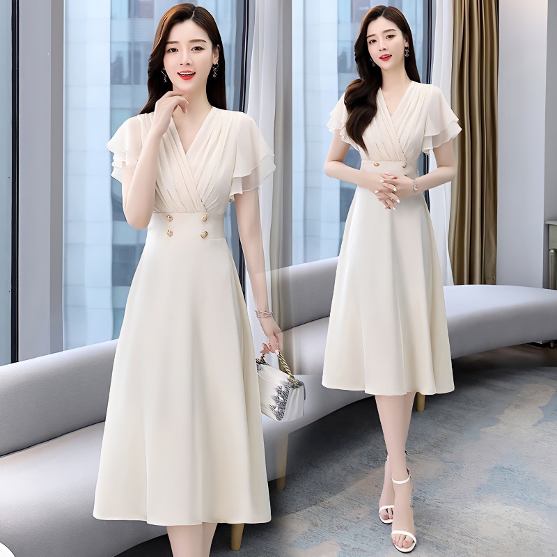 Váy Liền thân vải von 2 lớp , liền thân cạp cao , che khuyết điểm , mặc thoải mái