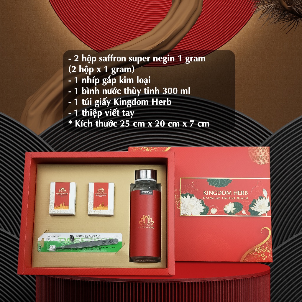 Set quà tặng, hộp quà tặng sức khỏe saffron Kingdom Herb chính hãng thương hạng