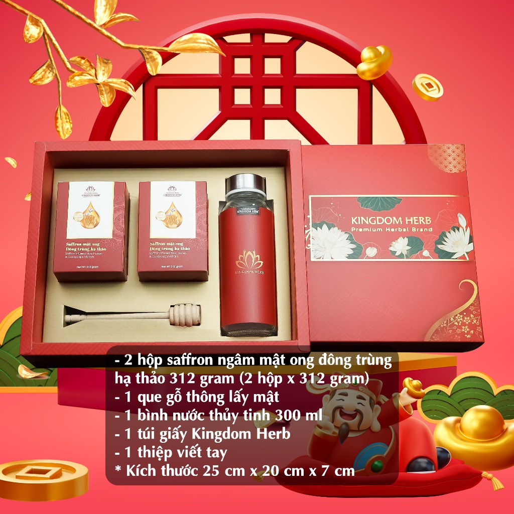 Set quà tặng, hộp quà tặng sức khỏe saffron Kingdom Herb chính hãng thương hạng