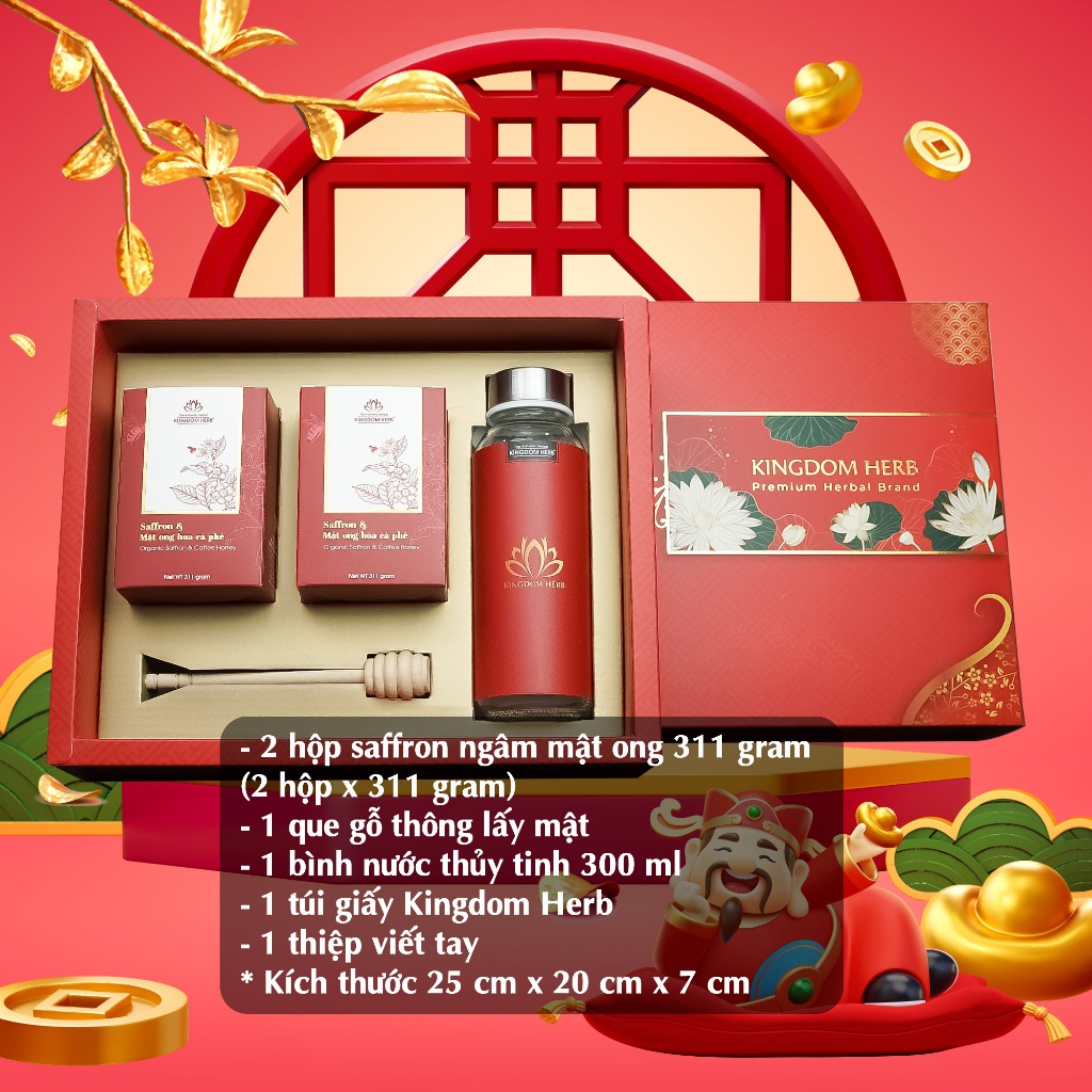 Set quà tặng, hộp quà tặng sức khỏe saffron Kingdom Herb chính hãng thương hạng