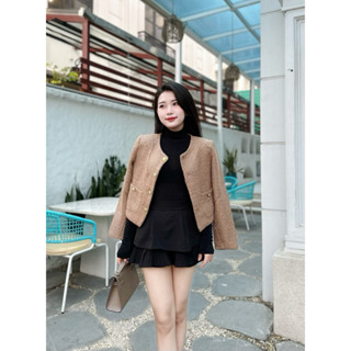 Áo khoác dạ kim sa mặt gấm nhung 2 túi trẻ trung,sang trọng