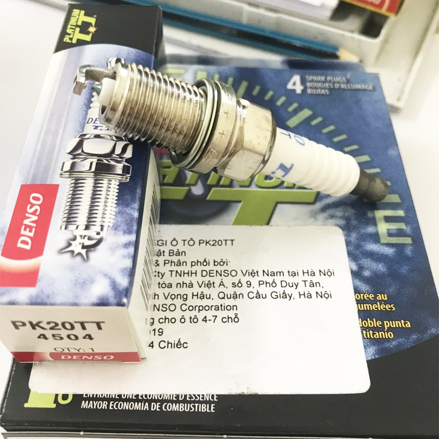 Bộ 4 bugi xe Honda CR-V 2012 - 2016 hàng Denso 2 đầu kim bạch kim mã PK20TT