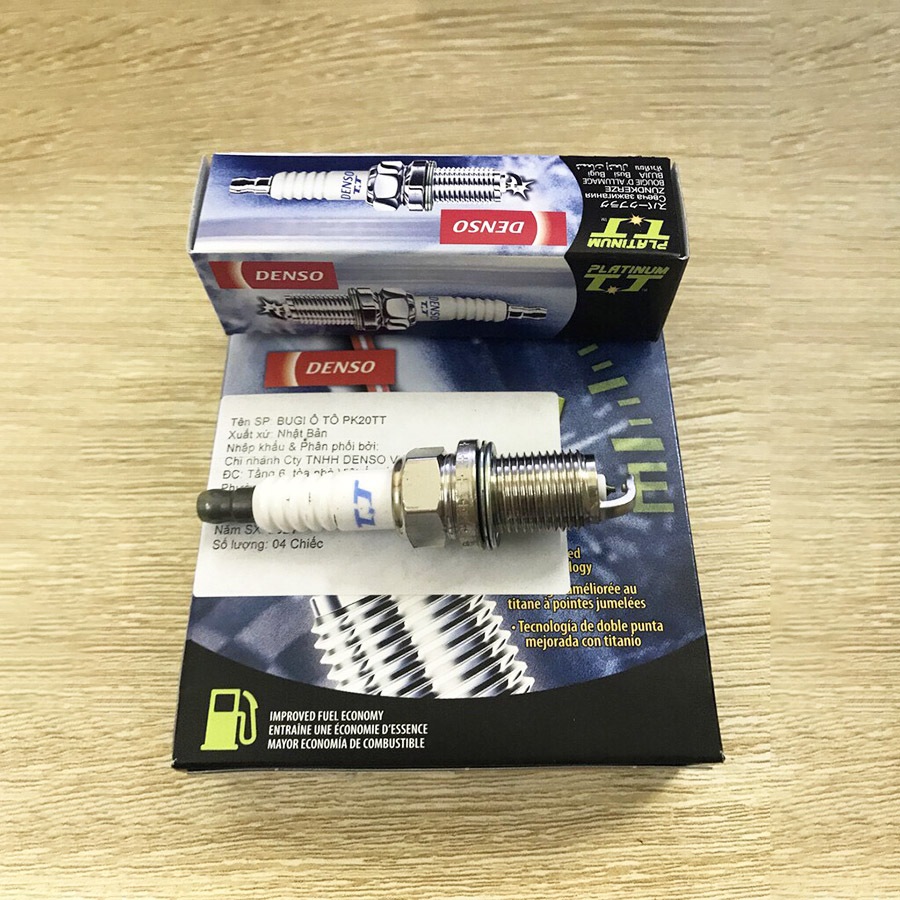 Bộ 4 bugi xe Honda CR-V 2002-2006 hàng Denso 2 đầu kim bạch kim mã PK20TT