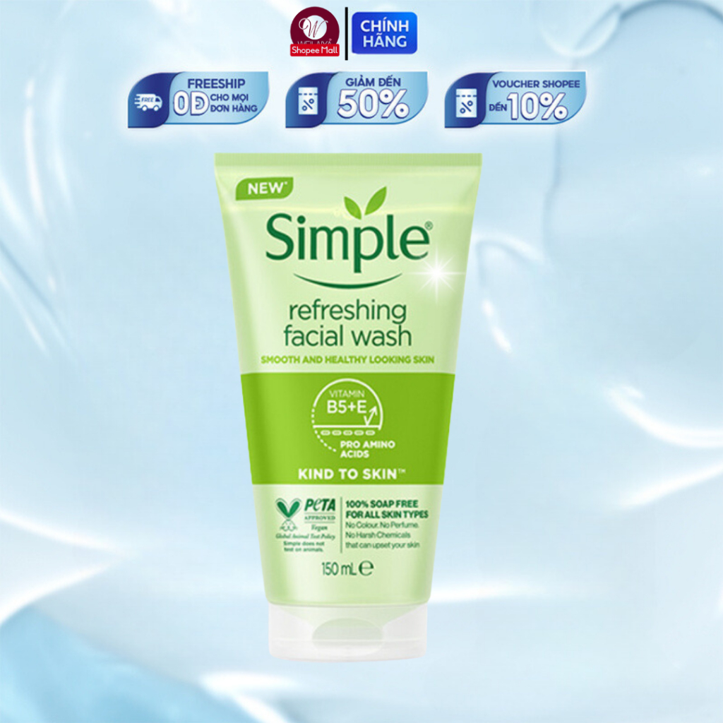 Combo Simple Sữa rửa mặt 150ml + Tẩy trang simple + + Nước hoa hồng 200ml