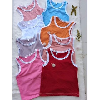 Combo 5 áo chục ba lỗ cotton trơn màu cho bé trai bé gái 8-18kg