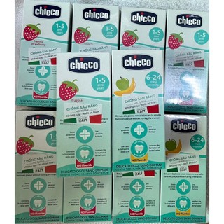 Kem đánh răng Chicco hương dâu/ táo chuối/ trái cây tổng hợp cho bé từ 6m+