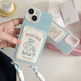 【ChanChan】Ốp Lưng Điện Thoại Iphone Cao Cấp Hình Gấu Teddy Có Ngăn Đựng Thẻ Gắn Dây Đeo, Chống Sốc, Chống Xước
