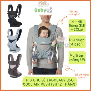 Địu đai cho bé Ergobaby 360 Cool Air Mesh Nhỏ gọn,tiện lợi thoải mái cho mẹ và bé [BabyUS]