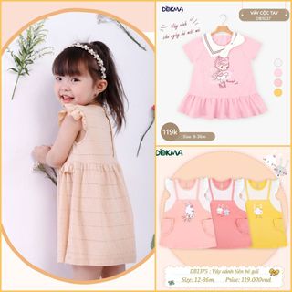 Váy Bé Gái/ Đầm bé gái cộc tay - sát nách cotton Dokma