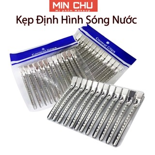 Kẹp định hình tóc sóng nước set 12 cái bằng inox