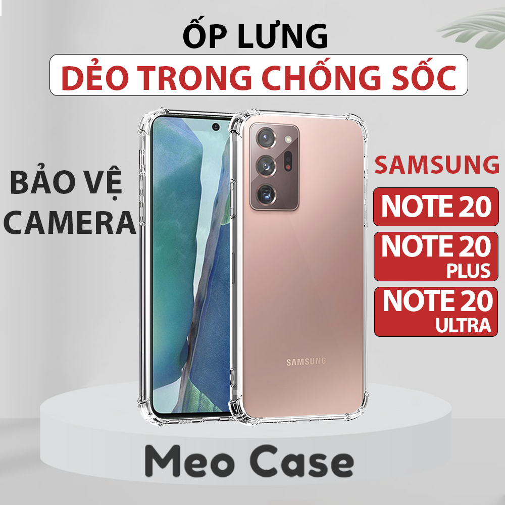 Ốp lưng Samsung Note 20 Ultra, Note 20, Note 20 Plus, TPU dẻo trong suốt chống sốc, ốp điện thoại bảo vệ viền camera