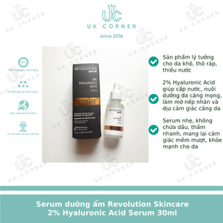 [Bill UK] Serum dưỡng ẩm Revolution Skincare 2% Hyaluronic Acid Plumping & Hydrating Serum