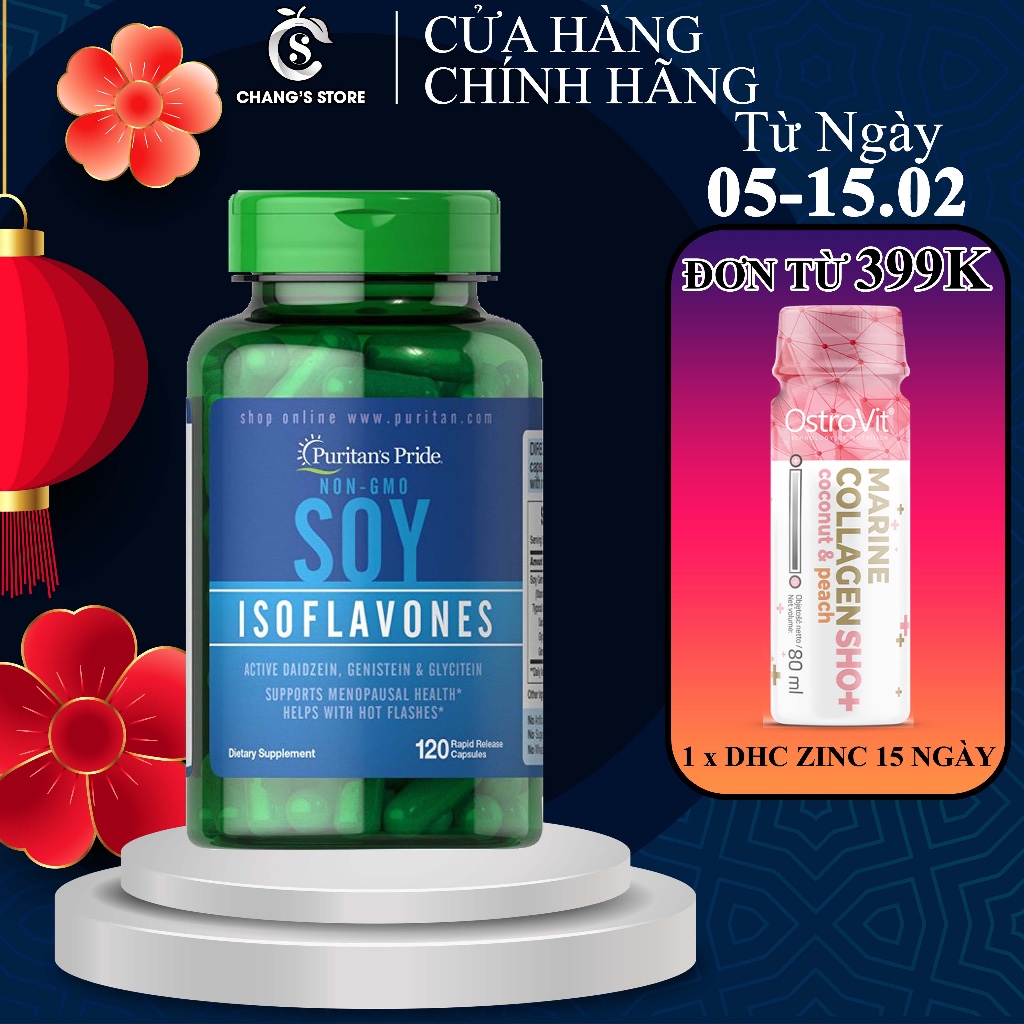 Viên Uống Tăng Nội Tiết Tố Nữ SOY ISOFLAVONES Puritan's Pride - 60/120 Viên