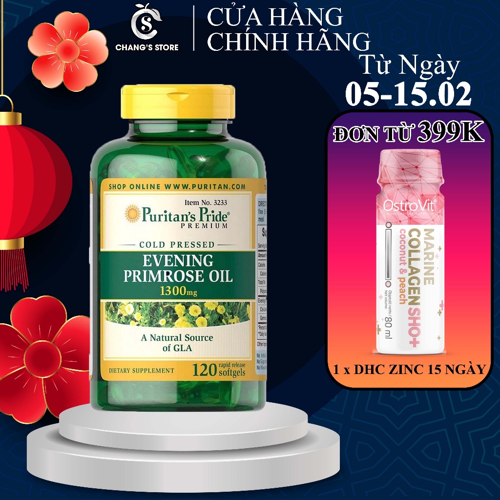 Viên Nang Mềm Tinh Dầu Hoa Anh Thảo Puritan's Pride 1000mg, 1300mg 120 viên