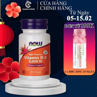 Viên Uống Tăng Sức Đề Kháng , Săn Chắc Xương Now Vitamin D3 5000iu - 120 viên