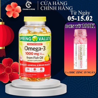 Dầu cá siêu cô đặc vị chanh spring valley omega 3 1000mg 180 viên