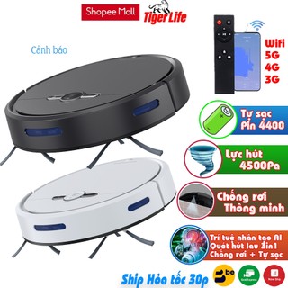 Robot Hút Bụi Lau Nhà Tigerlife TGD02 - Tự Lập Trình - Tự Sạc Pin - Cảm Biến Chống Rơi - APP Tiếng Việt BH 2 Năm