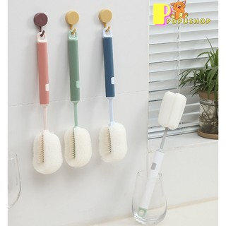 Cây cọ rửa bình giữ nhiệt 30cm bọt biển thân nhựa PP, cọ rửa bình sữa, bình nước, cọ sửa ly cốc, cọ rửa chai lọ