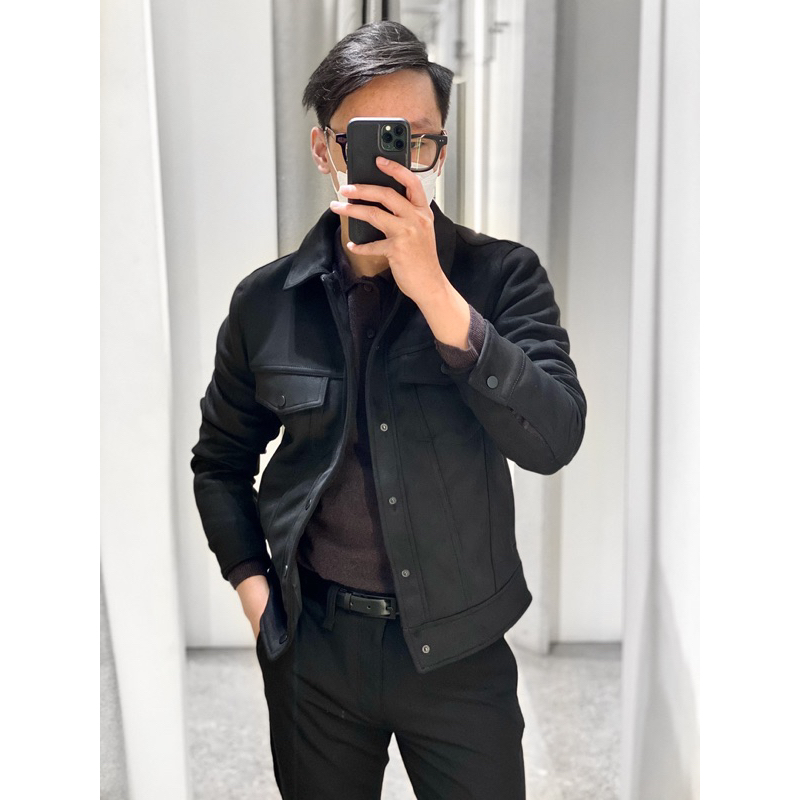 Áo Khoác Da Lộn 2 Túi Ngực