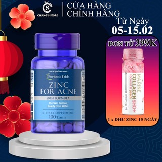 Viên Bổ Sung Kẽm Giảm Mụn ZINC FOR ACNE Puritan's Pride 100 Viên