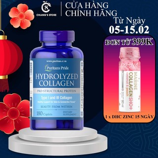 Viên Bổ Sung Puritan's Pride Hydrolyzed Collagen Đẹp Da 180 Viên