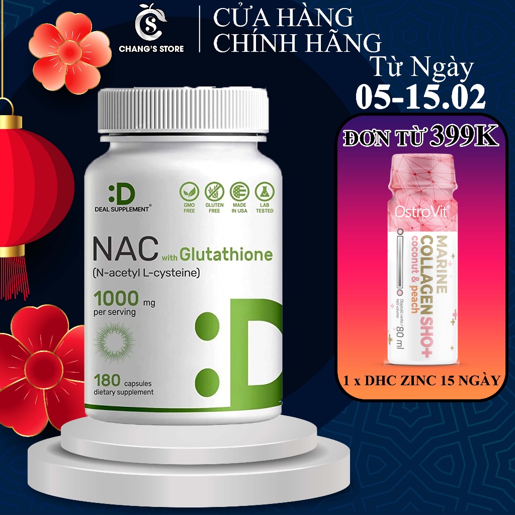 Viên Giải Độc Gan và Trắng Da Deal Supplement NAC + Glutathione 240 Viên