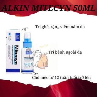 ALKIN MITECYN 50ML - Thu ốc xịt t rị ghẻ, ve, rận trên chó mèo