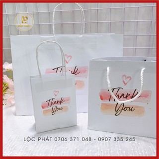 Ảnh Thật: Túi giấy đựng quà tặng, phụ kiện, mỹ phẩm, quần áo mẫu Thank you trái tim sang xịn ..., không nơ