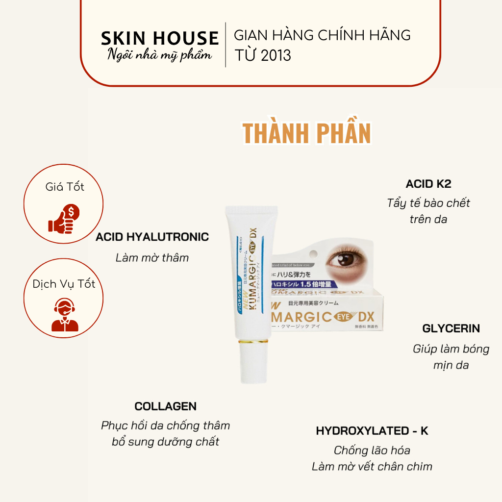 Kem mắt Kumargic Eye Nhật Bản -  Kem ngăn ngừa thâm quầng mắt Kumargic Eye Nhật Bản