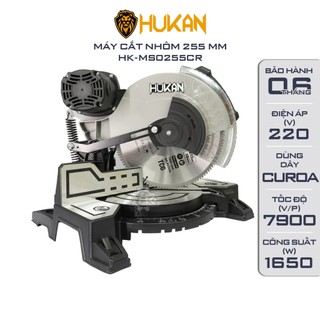 Máy cắt nhôm HUKAN MS0255CR, Công suất 1650W, Động cơ 100 dây đồng dùng dây Curoa, Đường kính đĩa 255mm