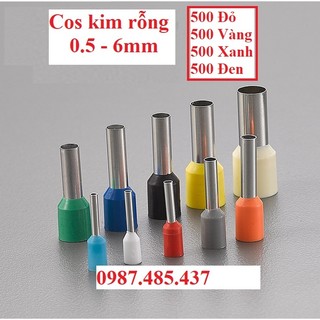 Đầu cốt dây điện, cos kim rỗng (0.5 - 6mm2) 4 màu xanh đỏ vàng đen