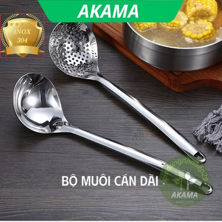 Bộ muôi nhà bếp, muôi múc canh, vá chan canh, môi thủng ăn lẩu, inox không gỉ cán dài sáng bóng