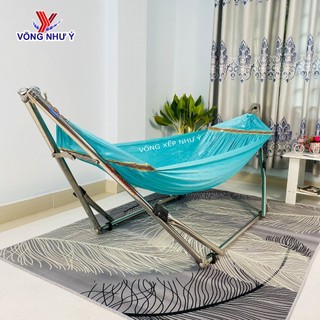  Võng xếp inox tròn 100% cao cấp Như Ý bảo hành 1 năm võng gấp gọn người lớn inox dày chắc chắn sáng bóng sang trọng 