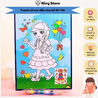 Tranh tô màu cho bé Kiry Store tranh tô màu nước tranh màu nước cho bé tranh tô màu cô gái tranh vẽ búp bê cho bé