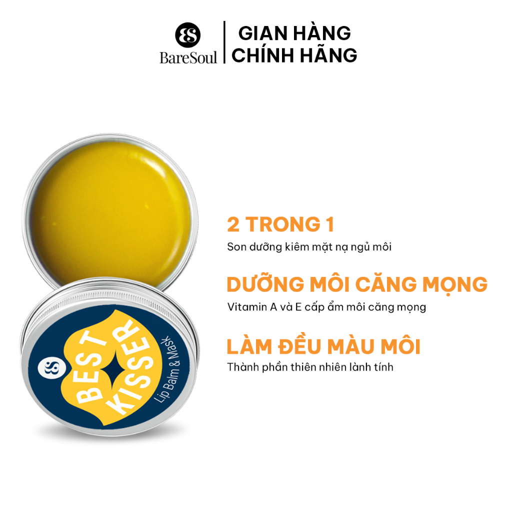 Mặt nạ ngủ cho môi kiêm son dưỡng Baresoul Best Kisser Lip Balm & Mask 10g