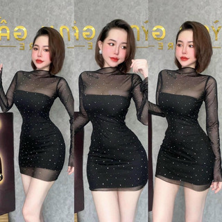 Đầm body lưới 2 lớp lấp lánh phong cách cá tính đi quẩy