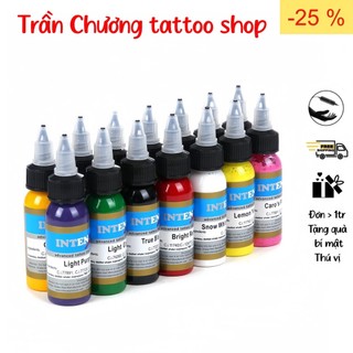 Mực màu tập xăm tattoo - Mực xăm da giả tattoo -set 14 mực màu tập xăm cơ bản -chai 1.oz 30ml - Trần Chương tattoo shop