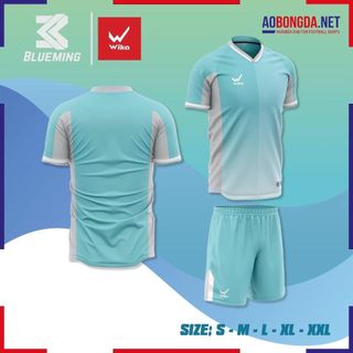 Bộ quần/áo thể thao, Bộ áo bóng đá không logo Wika Blueming sẵn kho, giá tốt chất vải mềm mát mịn, thấm hút mồ hôi.